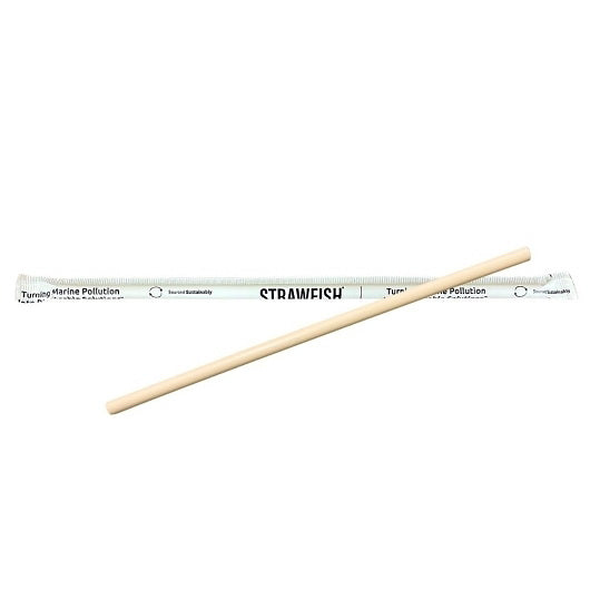 Strawfish 8.5" Giant Smoothie Straw Wrapped Natural Biodegradable 10 - 500 Cnt - 500 Count - 10 Per Case