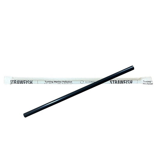 Strawfish 10.25" Giant Straw Wrapped Black Biodegradable 10 - 500 Cnt - 500 Count - 10 Per Case