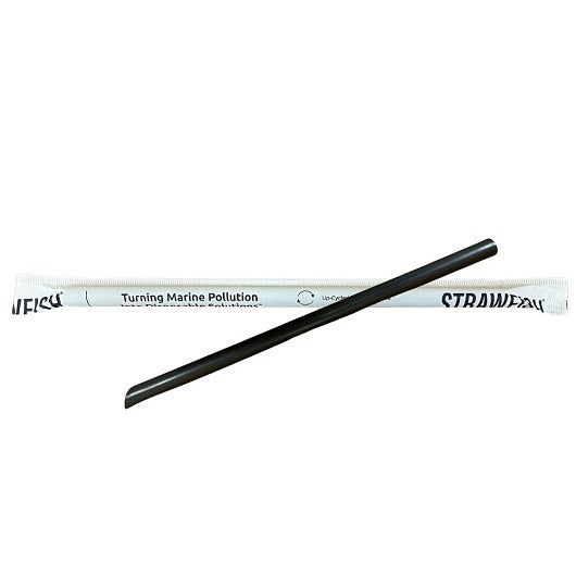 Strawfish 9.5" Colossal Boba Straw Wrapped Black Biodegradable 4 - 500 Cnt - 500 Count - 4 Per Case