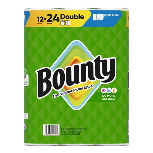 P&g Retail - Family Care/paper Bounty White Base Paper Towel 2 Ply Select-a-size Roll 1 - 12 Cnt - 12 Count - 1 Per Case