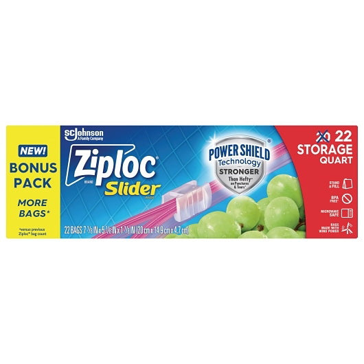 S.c. Johnson Consumer Ziploc Slider Storage Quart 22 Count 12 - 22 Cnt