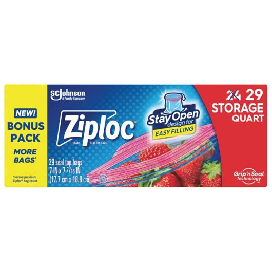 S.c. Johnson Consumer Ziploc Suso Storage Quart Bag 29 Count 12 - 29 Cnt