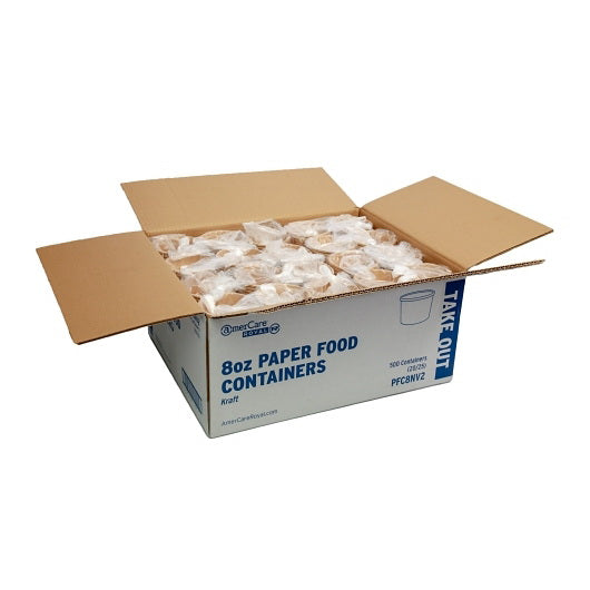 Amercare Royal 8 Ounce Kraft Paper Food Container Packed 20/25 Per Case Version 2