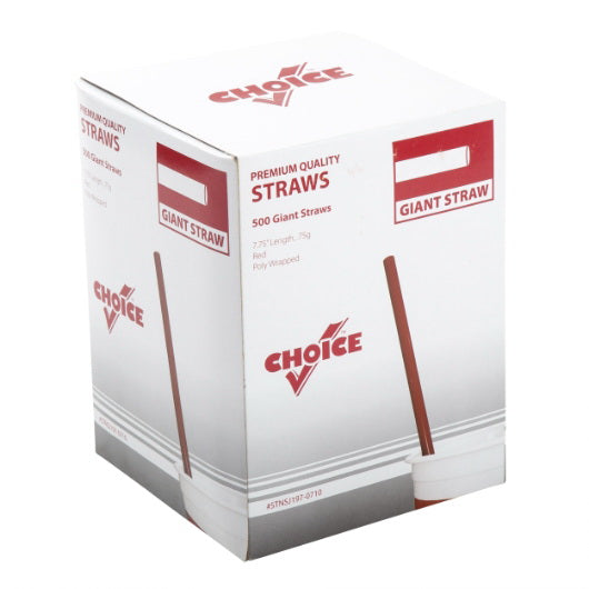 Amercare Royal Straw 7.75" Super Jumbo Hvy Poly Wrp Red 24/500 - 24 Per Case