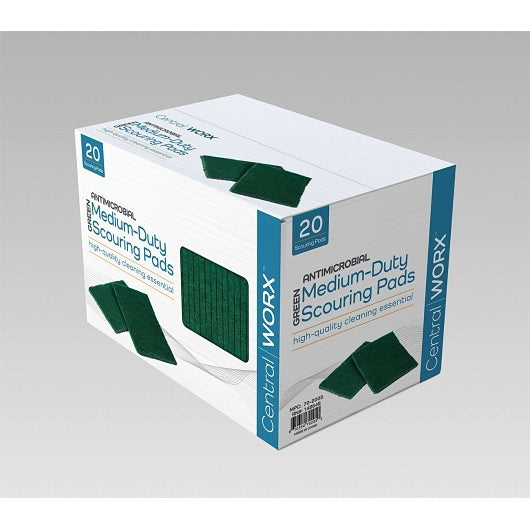 Central Textile Company Central Worx Antimicrobial Heavy Duty Green Scour Pad 1 - 4 - 20 Each - 4 Per Case