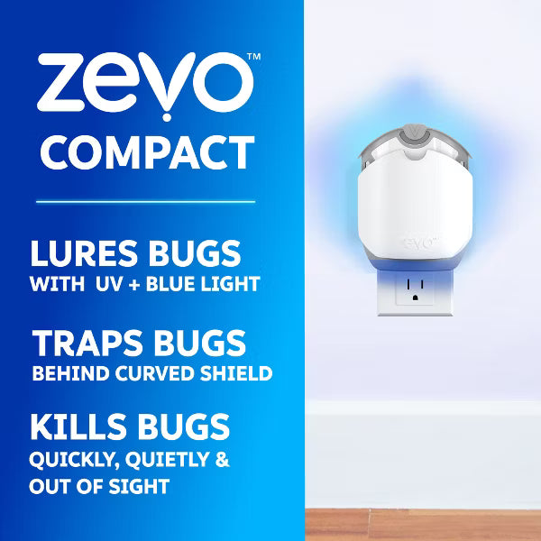 Zevo Compact Flying Insect Trap - 1 Plug In Device & 1 Refill Cartridge, 1 Count, 4 Per Case