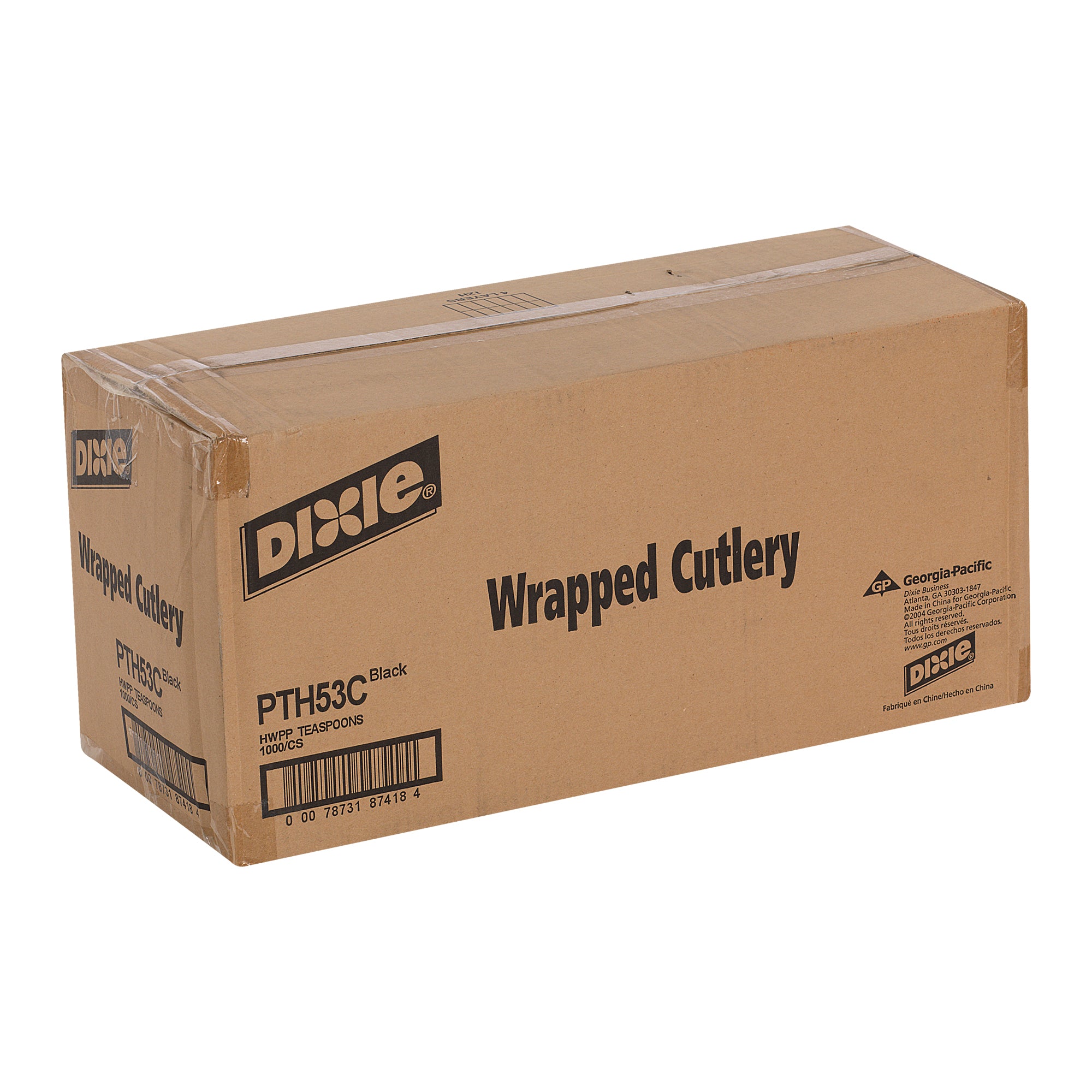 Dixie(R) Heavy-Weight Polypropylene Disposable Plastic Teaspoons  Individually Wrapped  Black  1 000