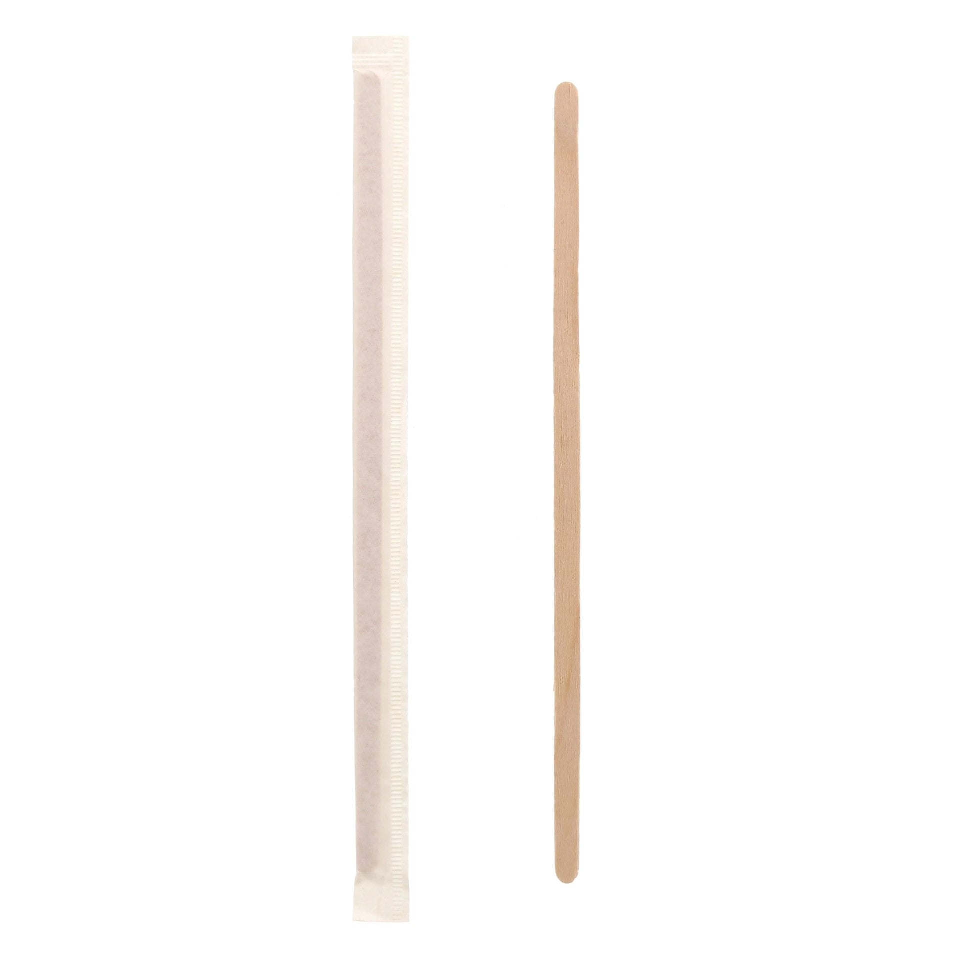 7 1/2" Individually Wrapped  Wood Coffee Stirrers Pkd 10/500