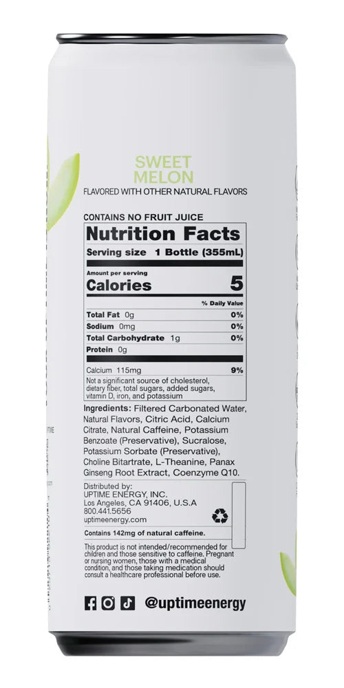 Uptime Energy - Energy Drink Sweet Summer Melon Sugar Free - Case of 12-12 Fluid Ounce