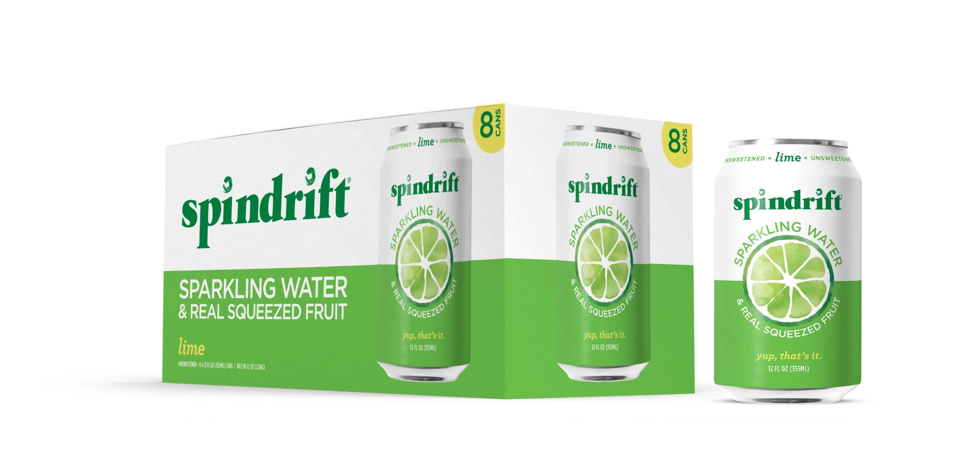 Spindrift Lime Flavored Sparkling Water 12 Fluid Ounce - 24 Per Case