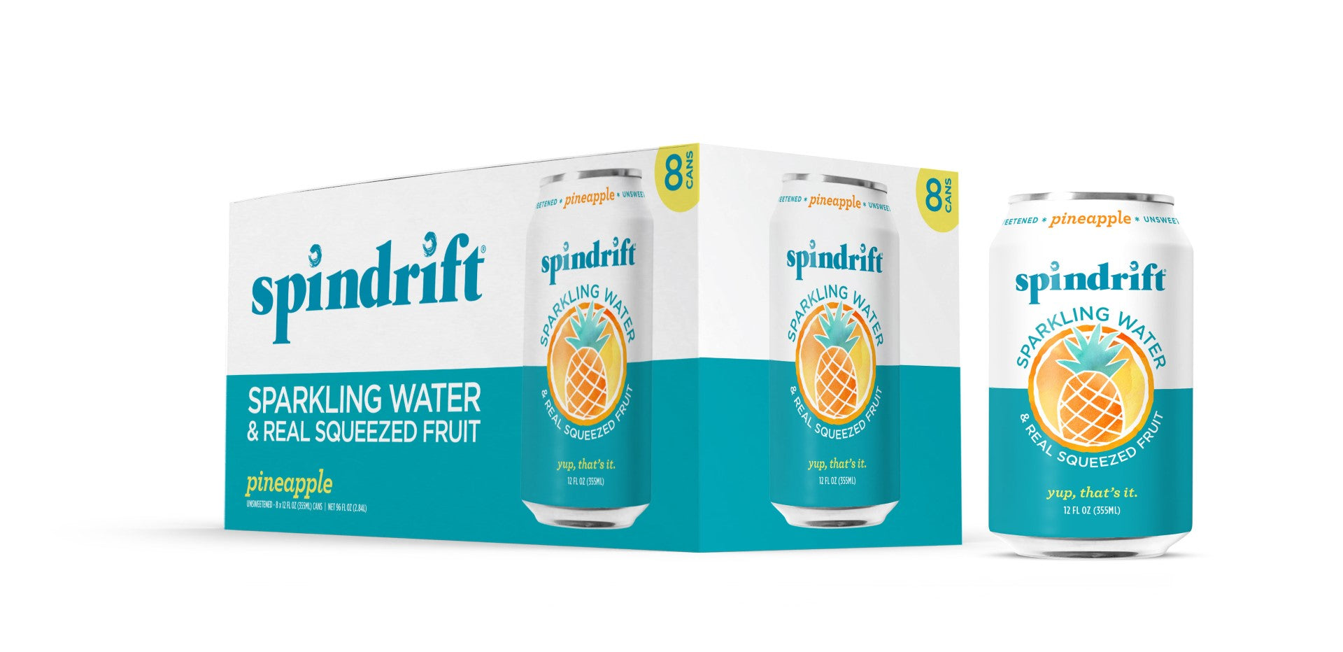 Spindrift Pineapple Flavored Sparkling Water 12 Fluid Ounce - 24 Per Case