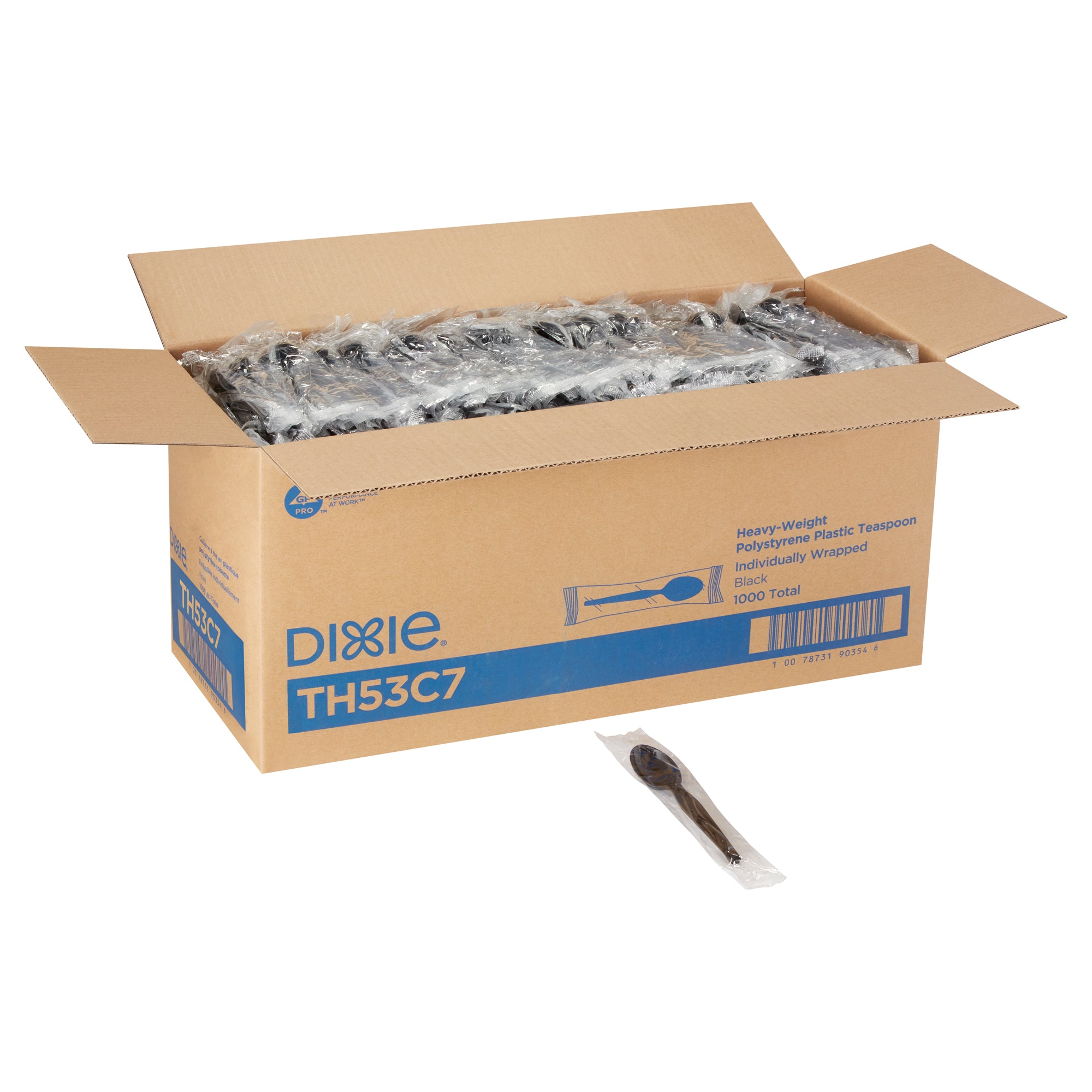 Dixie(R) Heavy-Weight Polystyrene Disposableplastic Teaspoons  Individually Wrapped  Black  1 000 S