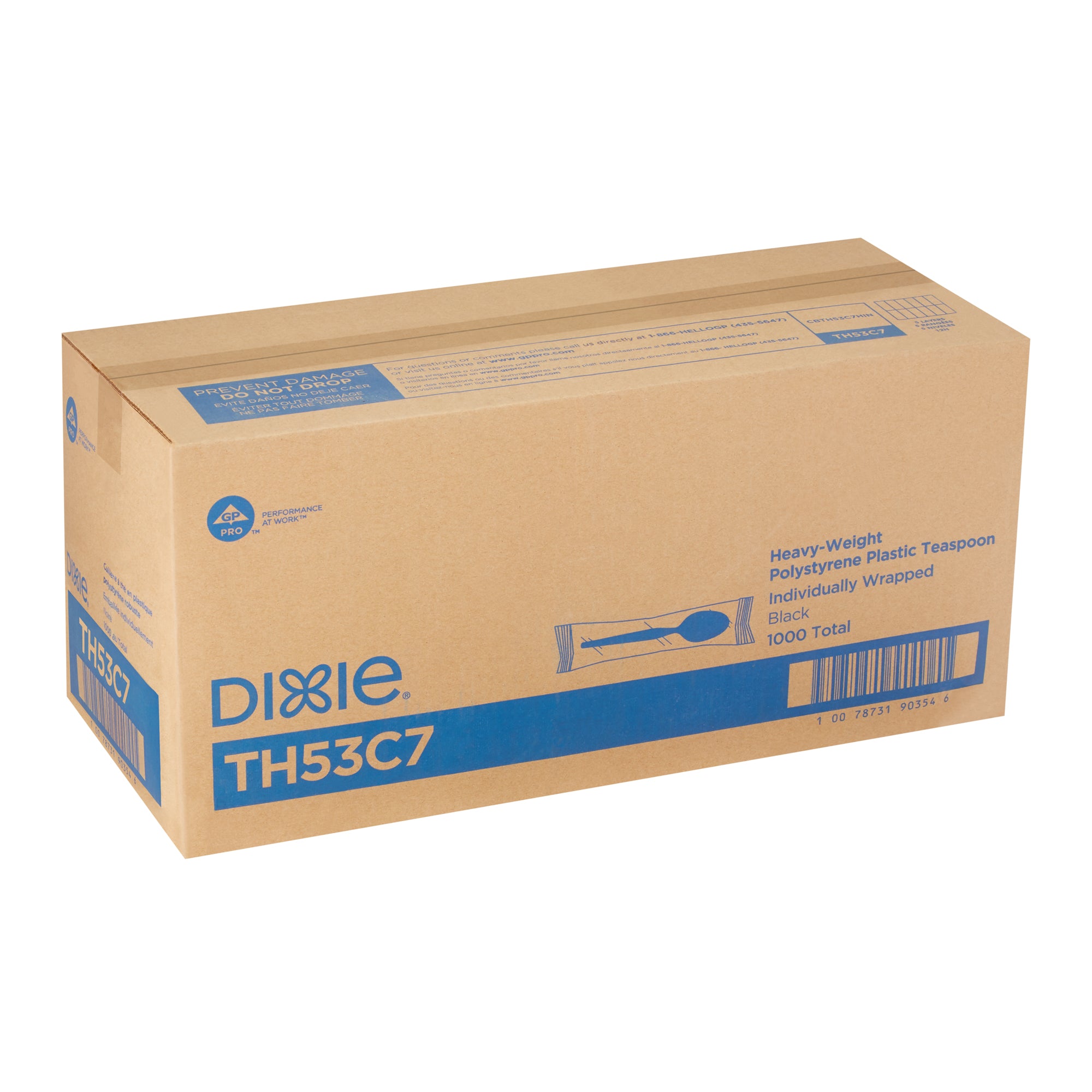 Dixie(R) Heavy-Weight Polystyrene Disposableplastic Teaspoons  Individually Wrapped  Black  1 000 S
