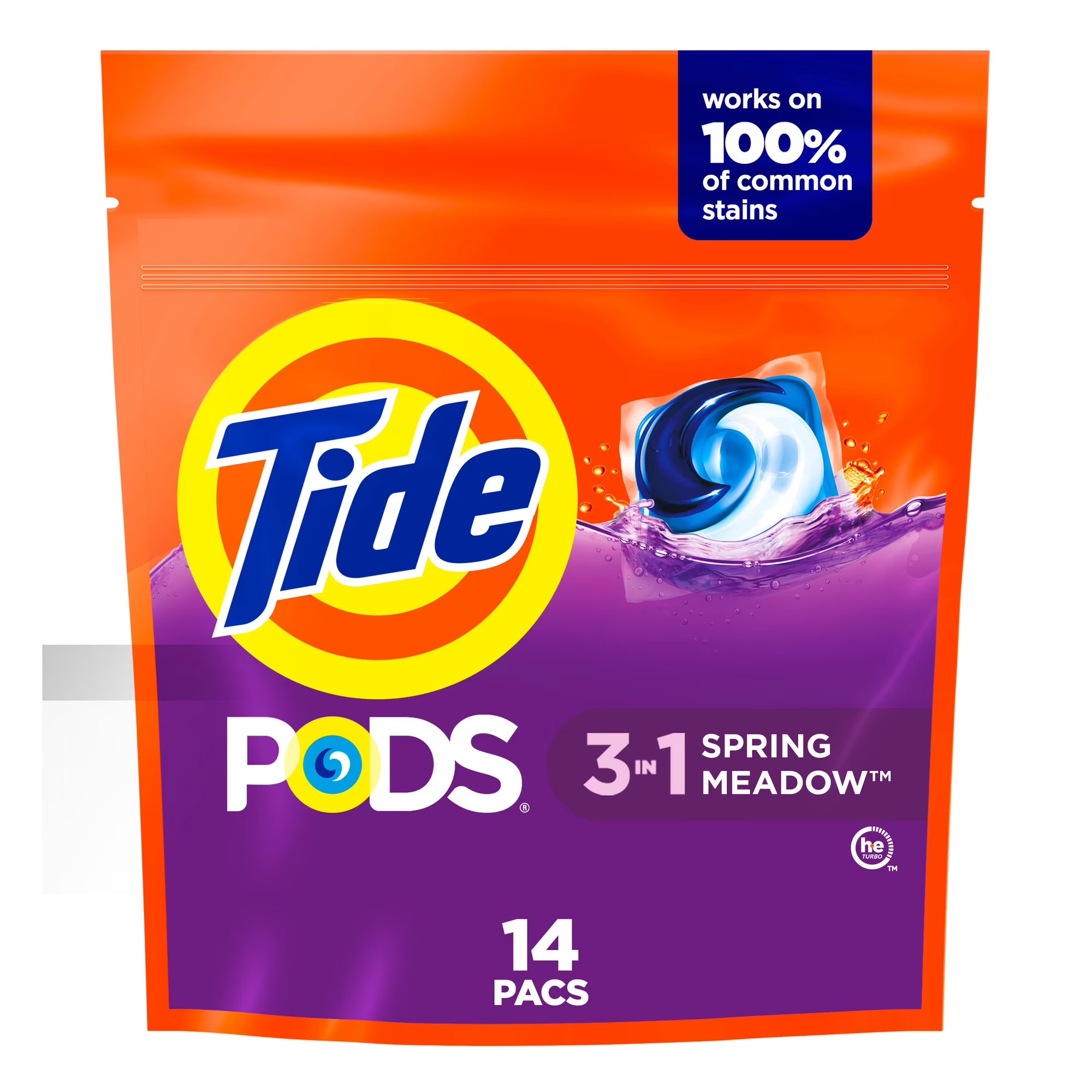 Tide Spring Meadow Laundry Detergent Liquid Pod, 14 Count, 6 Per Case