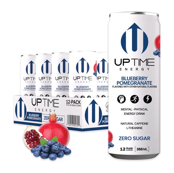 Uptime Energy - Energy Drink Blueberry Pomegranate - Sugar Free - Case of 12-12 Fluid Ounce