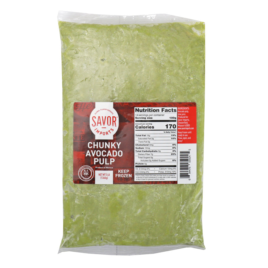 Savor Imports Chunky Avocado Pulp 3 Pound Each - 4 Per Case