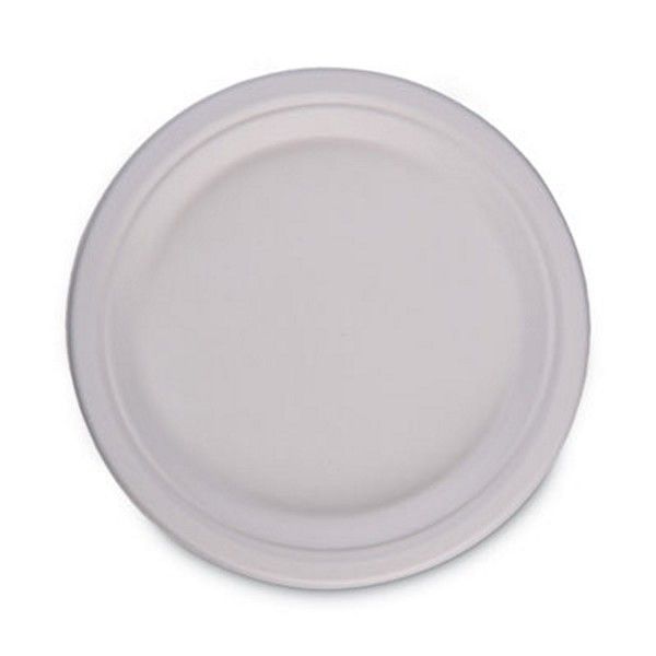 Boardwalk® Bagasse Dinnerware, Plate, 10" Dia, White, 500/carton