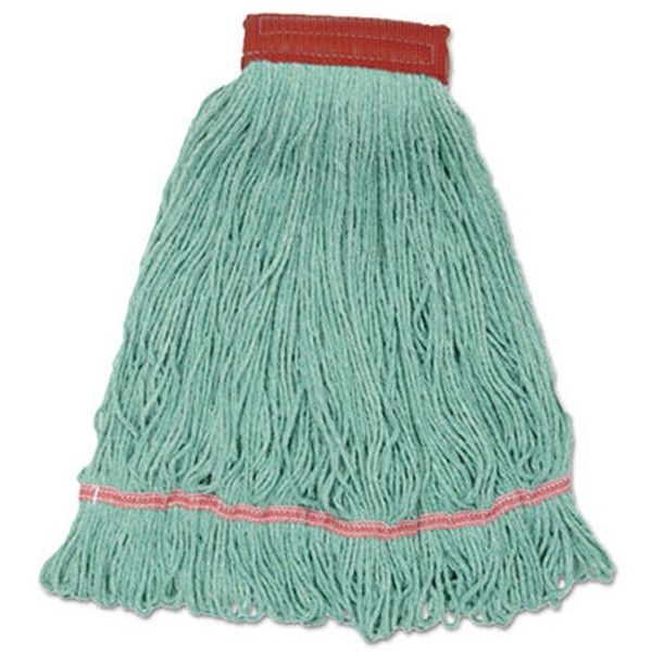 Boardwalk® Wideband Looped-End Mop Heads, Large, Green, 12/carton