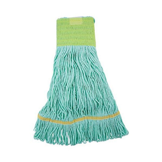 Boardwalk® Ecomop Looped-End Mop Head, Recycled Fibers, Medium Size, Green