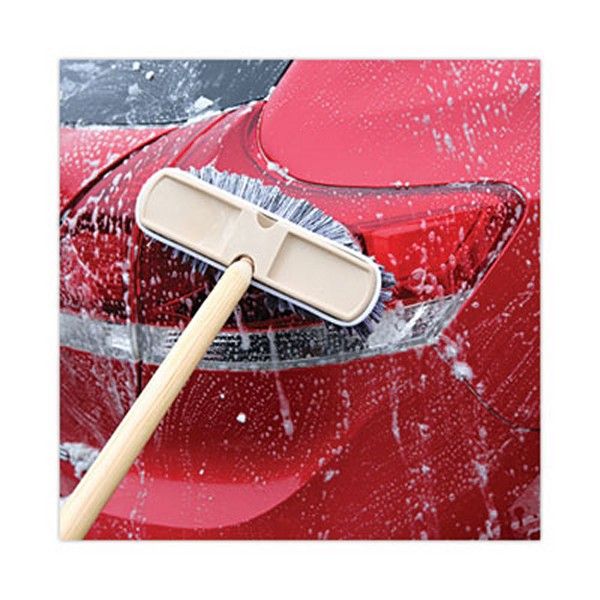 Boardwalk® Polystyrene Vehicle Brush with Vinyl Bumper, Black/White Polystyrene Bristles, 10" Brush