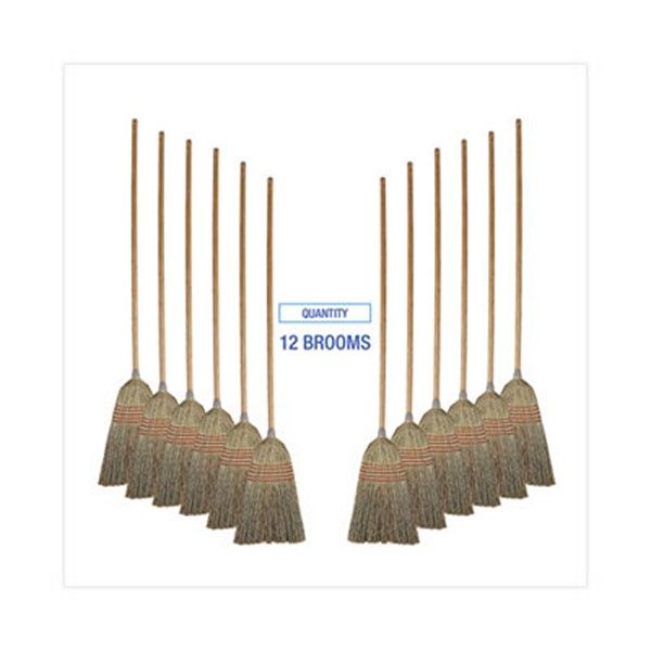 Boardwalk® Parlor Broom, Corn Fiber Bristles, 55" Overall Length, Natural, 12/carton