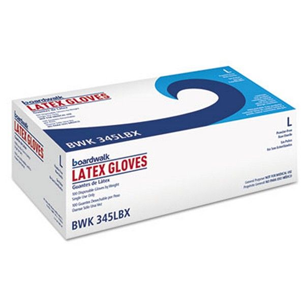 Boardwalk® General-Purpose Latex Gloves, Powder-Free, 4.4 Mil, Large, Natural, 100/box