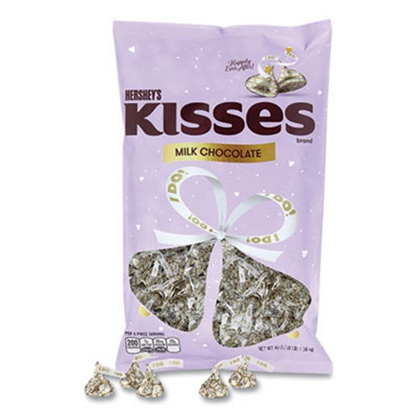 Hershey's Kisses Wedding "i Do" Milk Chocolates, Gold Wrappers/silver Hearts, 48 Bag