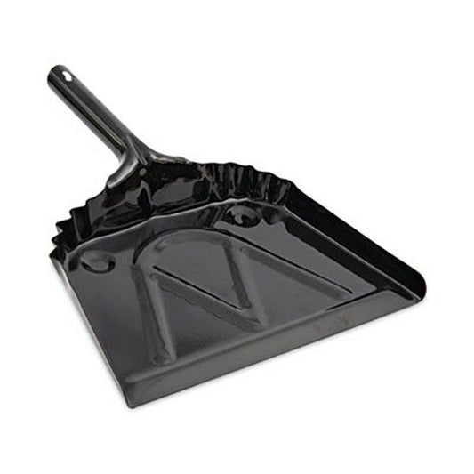 Boardwalk® Metal Dust Pan, 12 X 14, 2" Handle, 20-Gauge Steel, Black, 12/carton