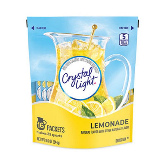 CrystalLig Flavored Drink Mix Pitcher Packs, Lemonade, 0.14 Packets, 16 Packets/Pouch