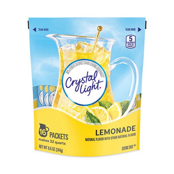 Crystal Light Flavored Drink Mix Pitcher Packs, Lemonade, 0.14 Packets, 16 Packets/Pouch