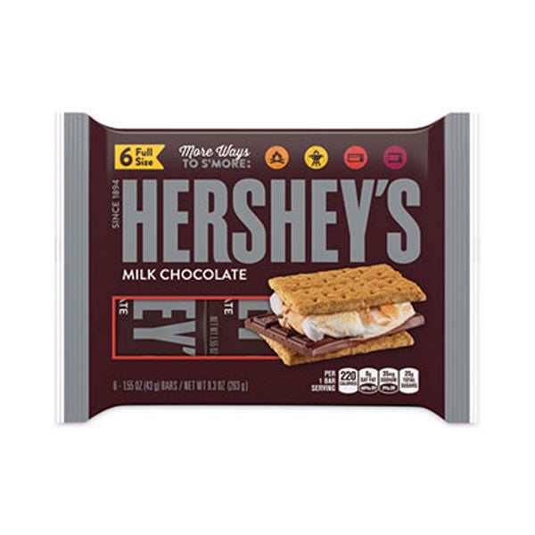 Hershey's Milk Chocolate Bar, 1.55 Bar, 6 Bars/Pack, 2 Packs/Box