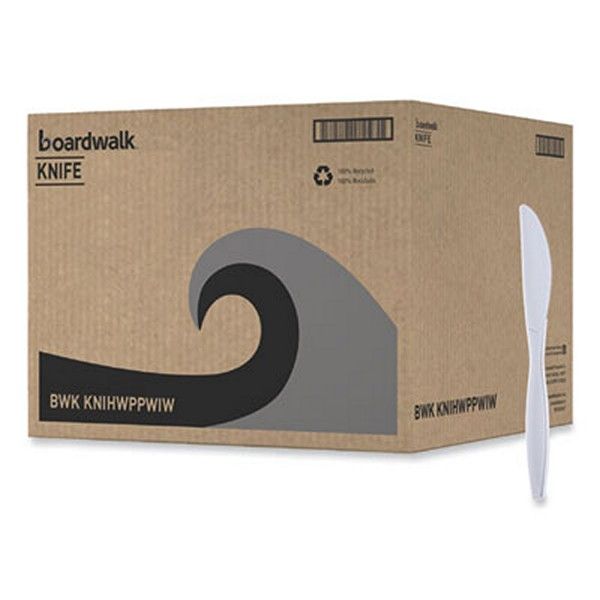 Boardwalk® Heavyweight Wrapped Polypropylene Cutlery, Knife, White, 1,000/carton