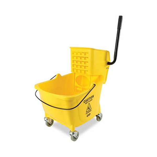 Boardwalk® Pro-Pac Side-Squeeze Wringer/Bucket Combo, 8.75 gal, Yellow/Silver