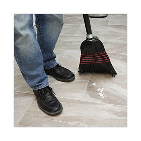 Boardwalk® Flagged Tip Poly Bristle Janitor Brooms, 10 X 58.5, Wood Handle, Natural/black, 12/carton