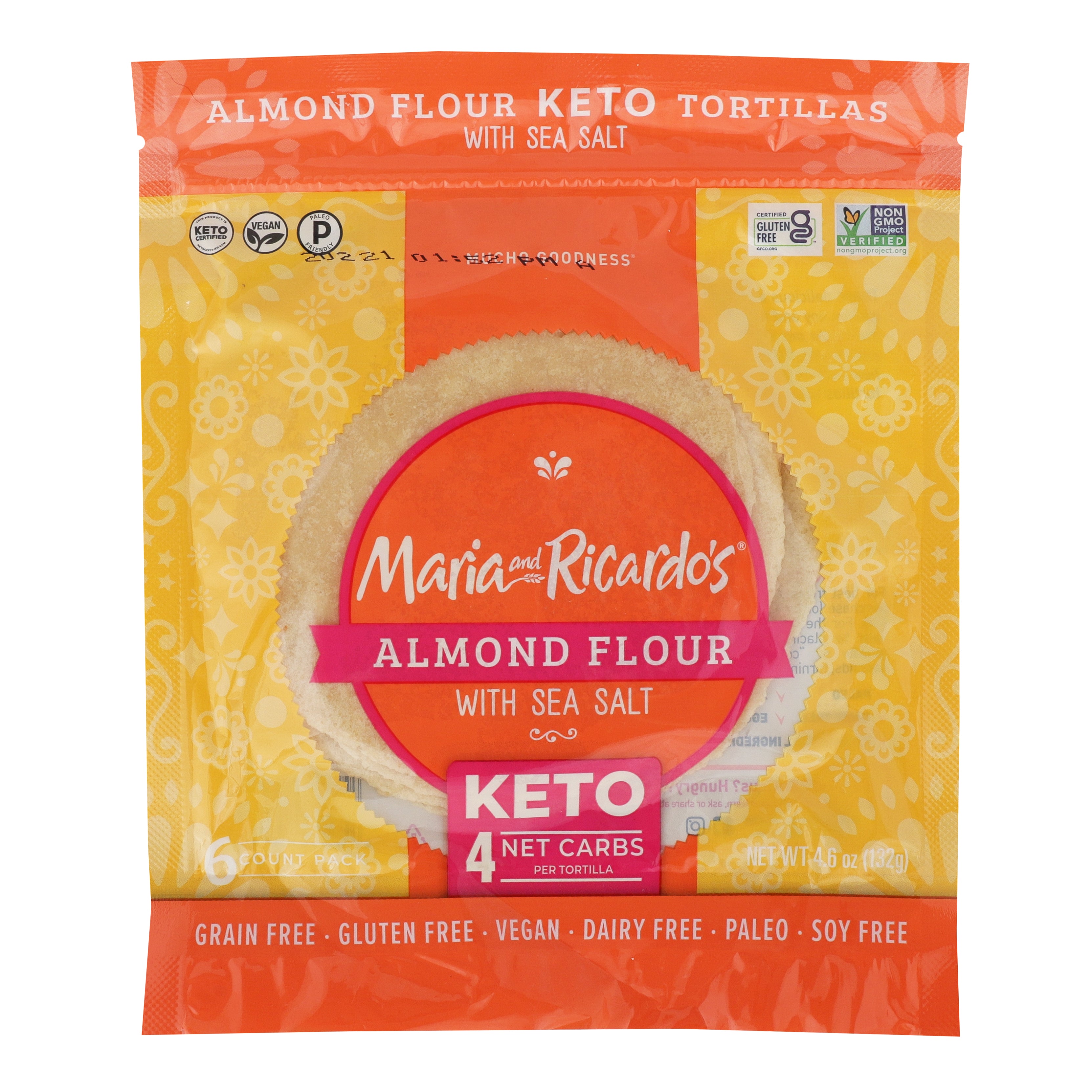 Maria & Ricardo's Grain Free Almond Flour Tortilla With Sea Salt .7550 Ounce Size - 36 Per