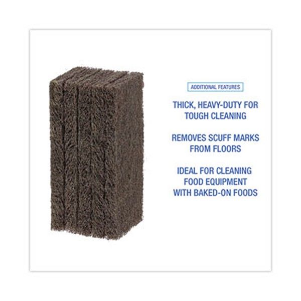 Boardwalk® Heavy-Duty Scour Pad, 4.63 X 10, Brown, 20/carton