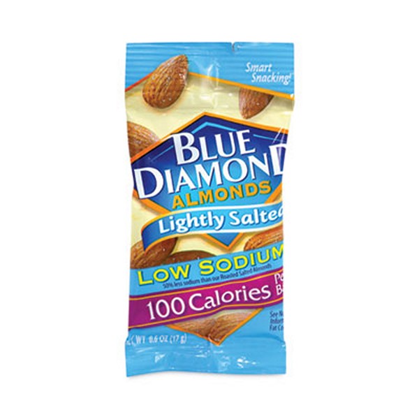 BlueDiamon Low Sodium Lightly Salted Almonds, 1.5 Bag, 42 Bags/Box