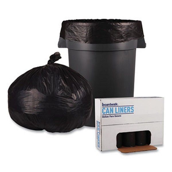 Boardwalk® Low-Density Waste Can Liners, 45 Gal, 0.6 Mil, 40" X 46", Black, 100/carton