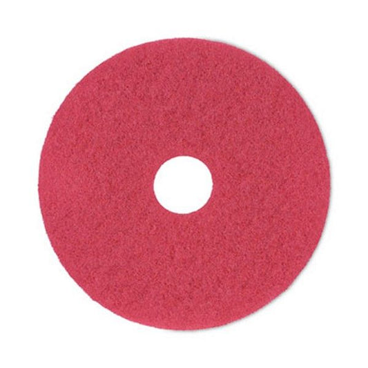 Boardwalk® Buffing Floor Pads, 17" Diameter, Red, 5/carton