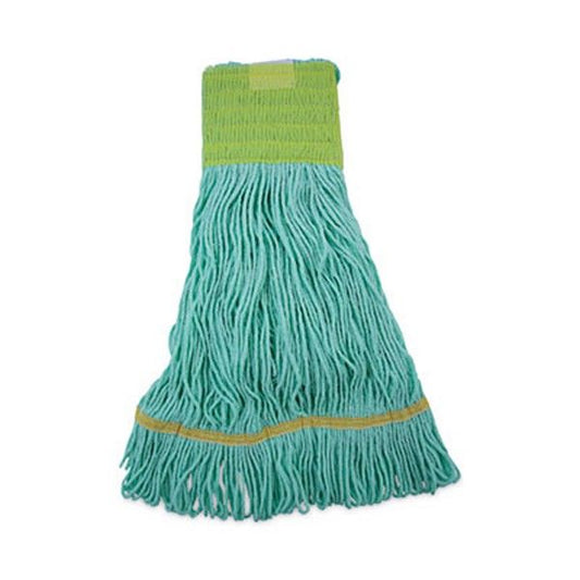 Boardwalk® Ecomop Looped-End Mop Head, Recycled Fibers, Medium Size, Green, 12/carton