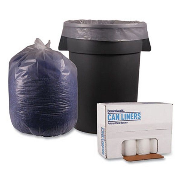 Boardwalk® Low Density Repro Can Liners, 56 Gal, 1.4 Mil, 43" X 47", Clear, 10 Bags/roll, 10 Rolls/carton