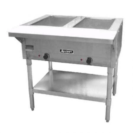 Eco Series ST-120/2 Steam Table, 33"w, 2-well, 8" Deep Open Wells, 8" X 1/2" Polycarbonate Cutting
