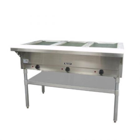 Eco Series ST-120/3 Steam Table, 48-1/2"w, 3-well, 8" Deep Open Wells, 8" X 1/2" Polycarbonate Cutting