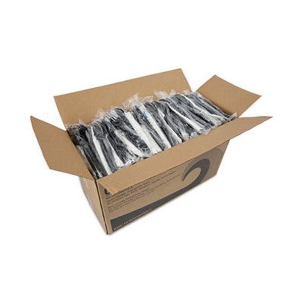 Boardwalk® Six-Piece Cutlery Kit, Condiment/fork/knife/napkin/spoon, Heavyweight, Black, 250/carton