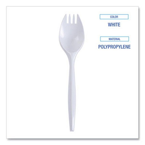 Boardwalk® Mediumweight Wrapped Polypropylene Cutlery, Spork, White, 1,000/carton