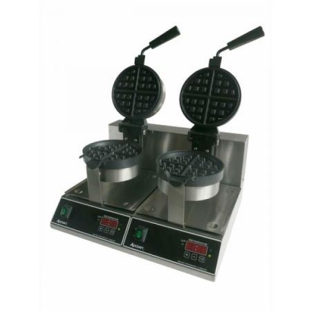 Eco Series BWM-7/R-2 Belgian Waffle Maker, Double, 7" Round Grids, 1-1/4" Thick Waffles, Cook 40 Waffles Per Hour