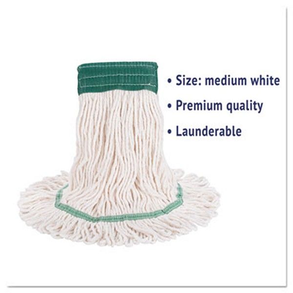 Boardwalk® Super Loop Wet Mop Head, Cotton/synthetic Fiber, 5" Headband, Medium Size, White, 12/carton