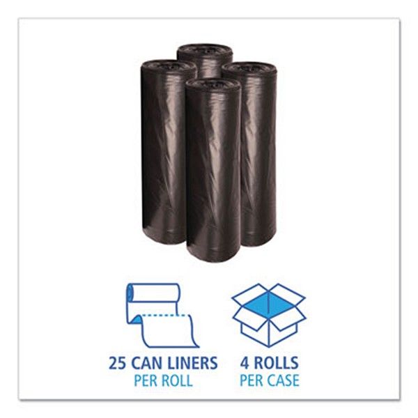 Boardwalk® Low Density Repro Can Liners, 56 Gal, 1.6 Mil, 43" X 47", Black, 10 Bags/roll, 10 Rolls/carton