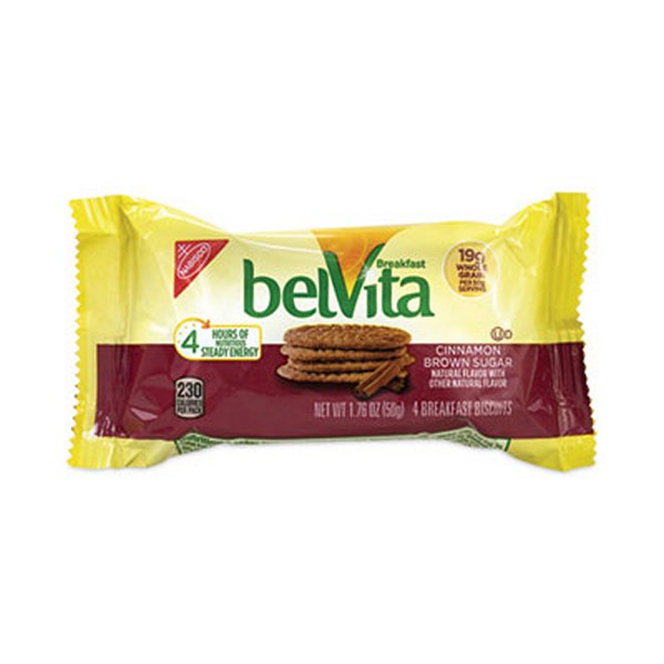 Nabisco belVita Breakfast Biscuits, Cinnamon Brown Sugar, 1.76 Pack, 25 Packs/Box