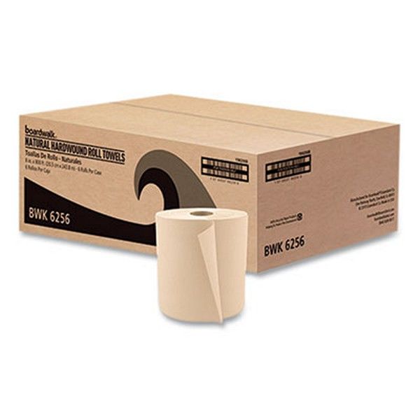 Boardwalk® Hardwound Paper Towels, Nonperforated, 1-Ply, 8" x 800 ft, Natural, 6 Rolls/Carton